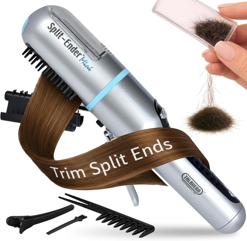 Split ender Mini Cordless Split End Hair Trimmer for Dry, Damaged, Brittle, or Frizzy Hair - Battery Operated Clipper for Straight and Curly Hair - Blue - Image 1
